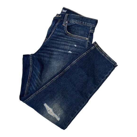 Old Navy Athletic Taper Jeans Men's 32X30 Blue Denim Build In Flex -Distressed - Picture 11 of 12